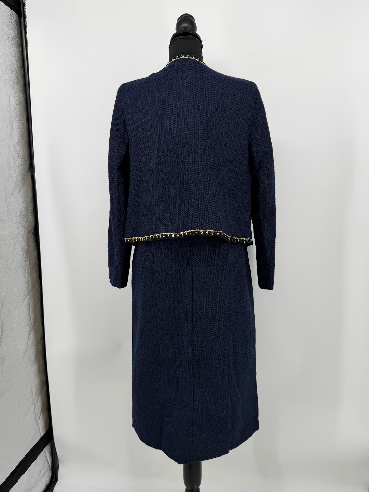 Women's Linen Dress Set – Dark Blue, Size 3XL