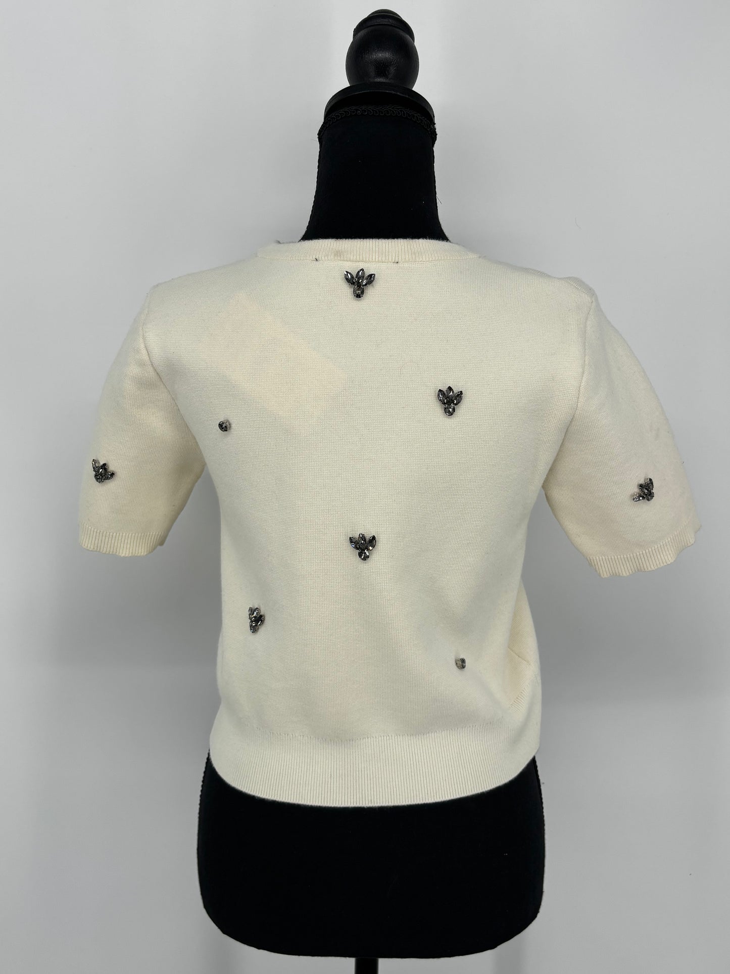 ZARA Women's White Short-Sleeve Crop Top – Size S