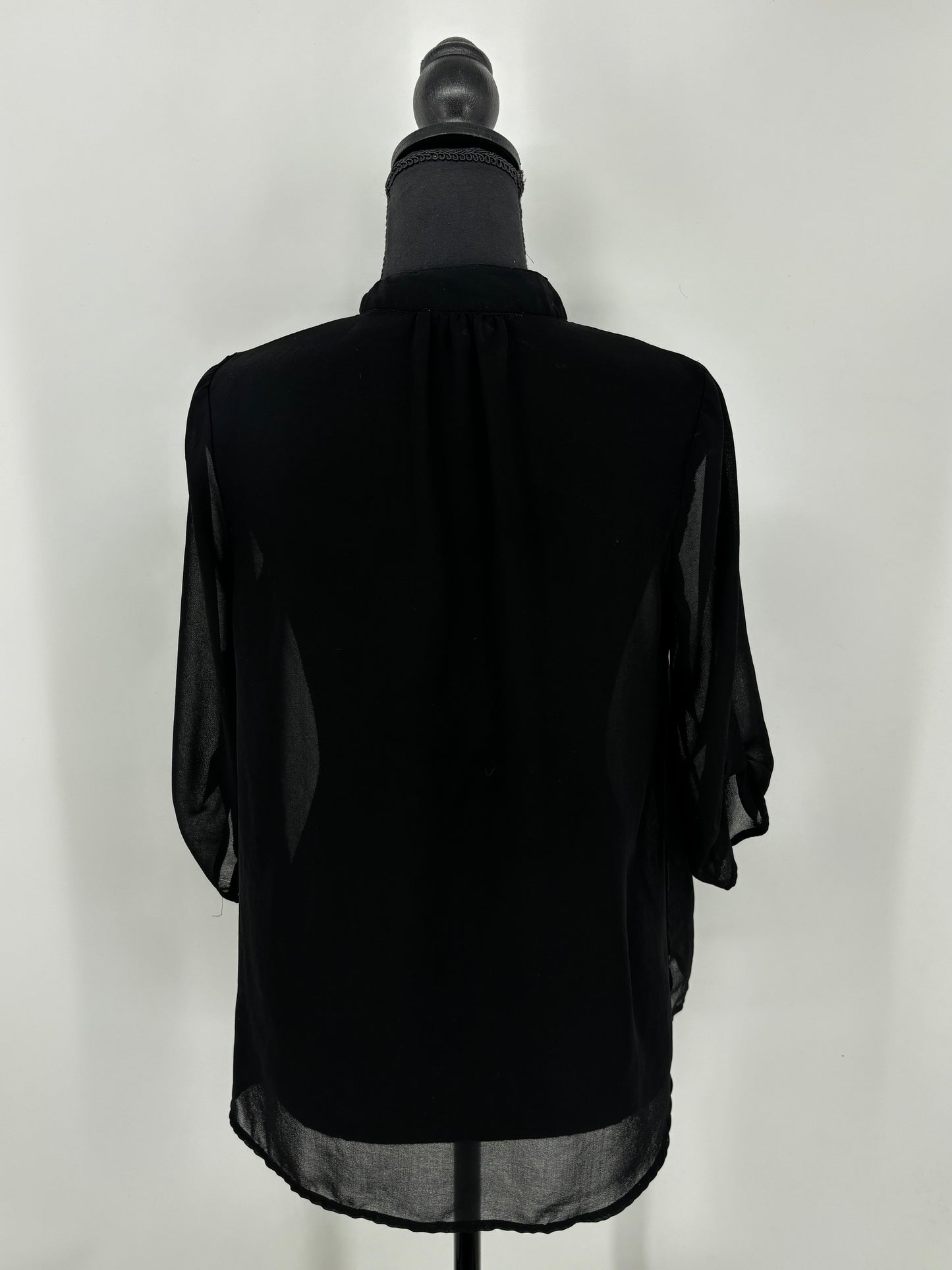 Women's Black See-Through Mesh Blouse – Size Small