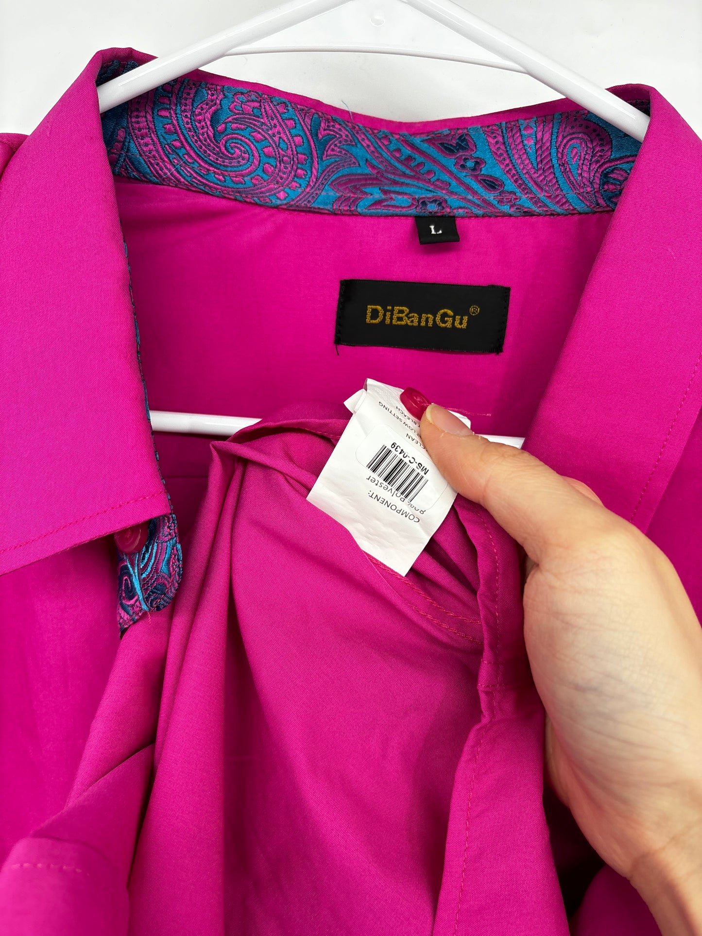 Men’s Pink Button-Up Shirt – Size L