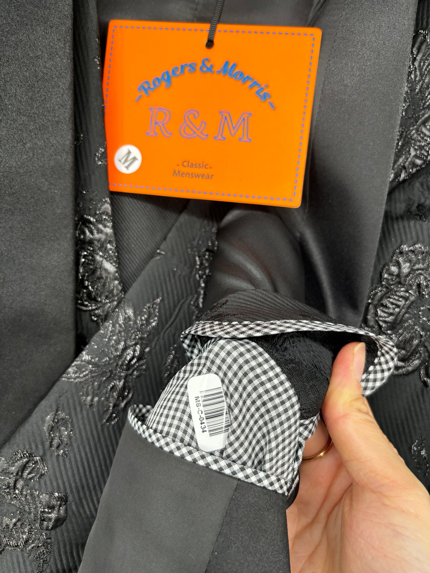 Men’s Black Embroidered Pattern Blazer – Size M