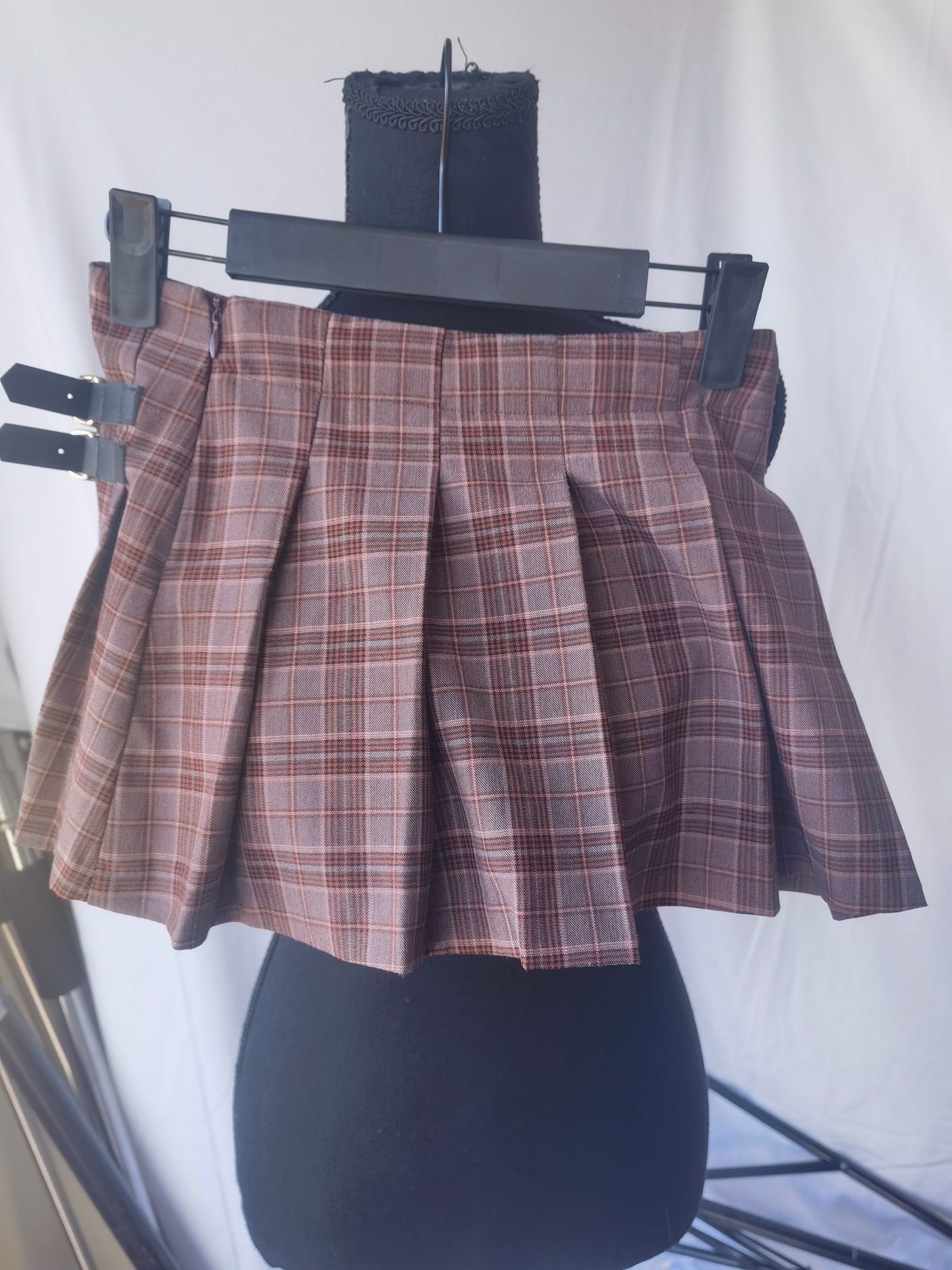 Plaid Skirt for Women Casual Pleated A Line Skirt Zipper High Waist Skirt Elegant Short Tennis Skirt Flared Skater Skirts Size No