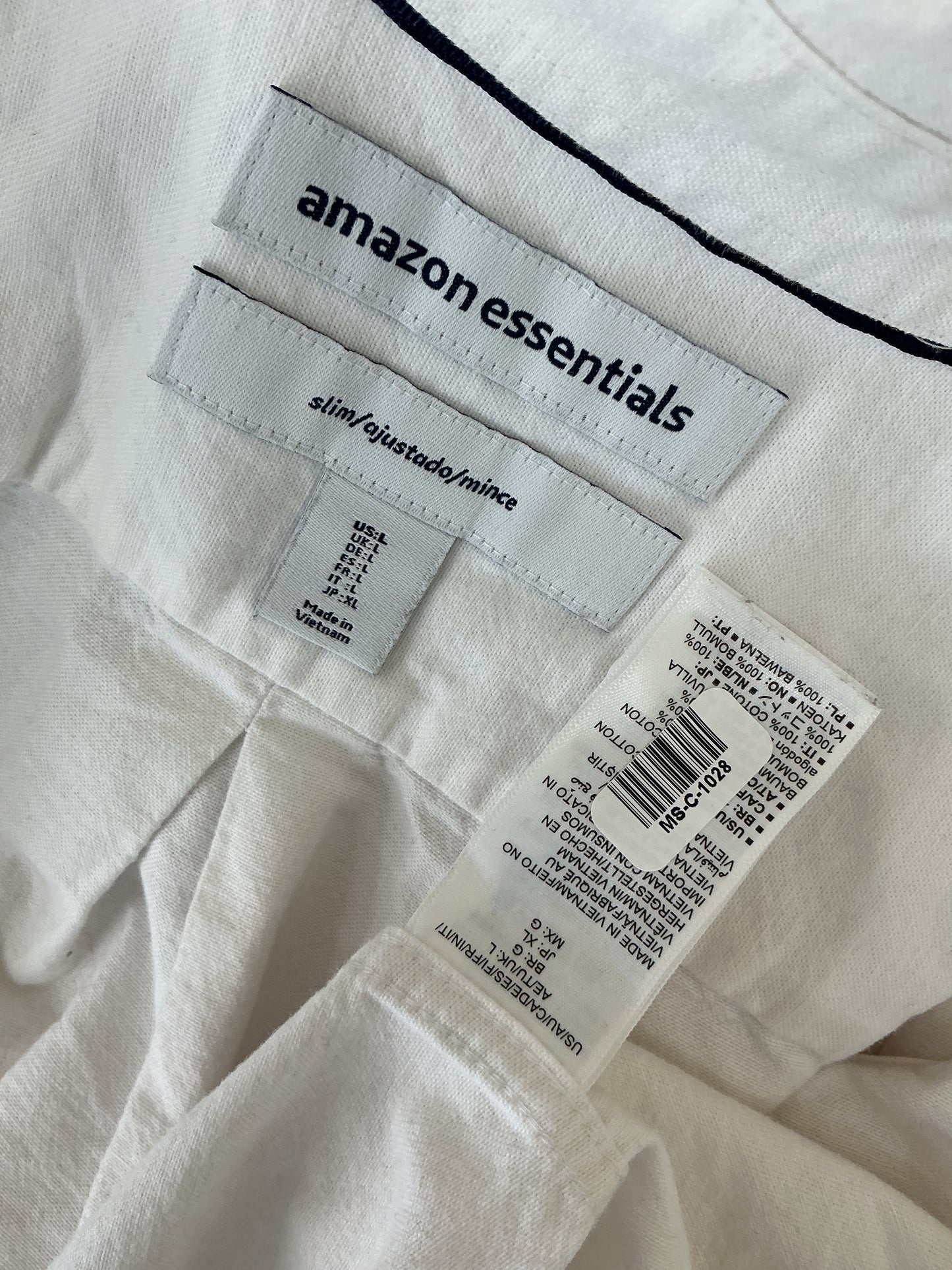 Amazon Essentials White Suit Shirt Size L