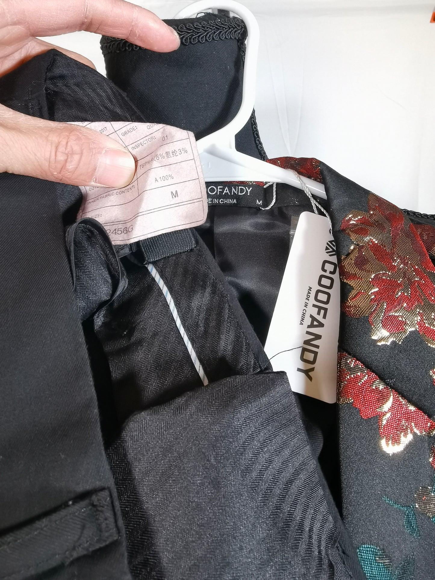 COOFANDY Mens Floral Tuxedo Jackets Slim Fit Suit Blazer Jacket for Wedding Dinner Prom size M