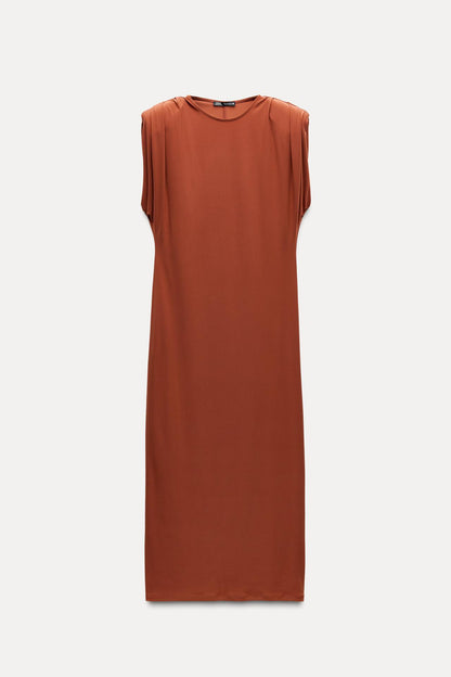LONG DRESS WITH SHOULDER PADS Size S