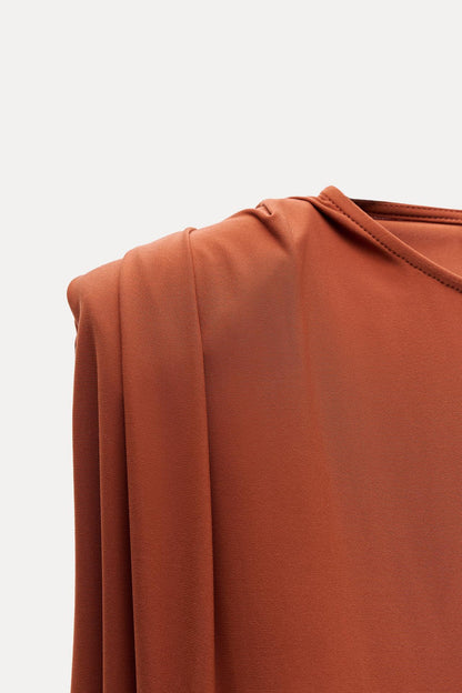 LONG DRESS WITH SHOULDER PADS Size S