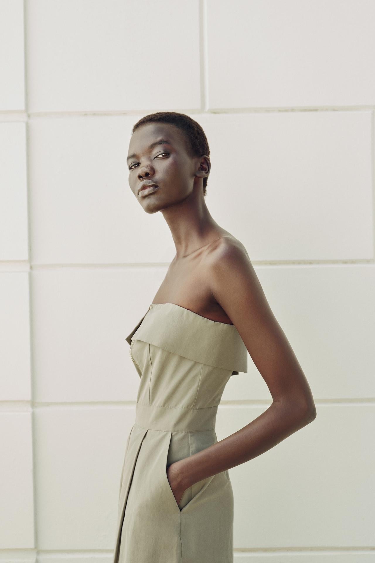 STRAPLESS ZIPPER JUMPSUIT Size S