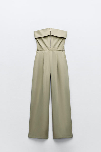 STRAPLESS ZIPPER JUMPSUIT Size S