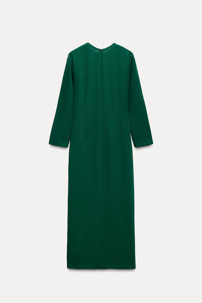 BUCKLED CREPE MIDI DRESS Size M