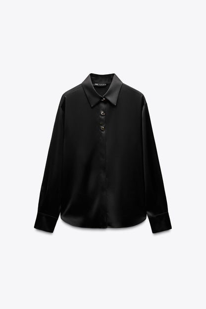 GOLD BUTTON SATIN EFFECT SHIRT Size XL