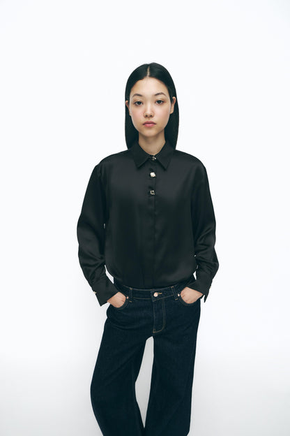 GOLD BUTTON SATIN EFFECT SHIRT Size XL