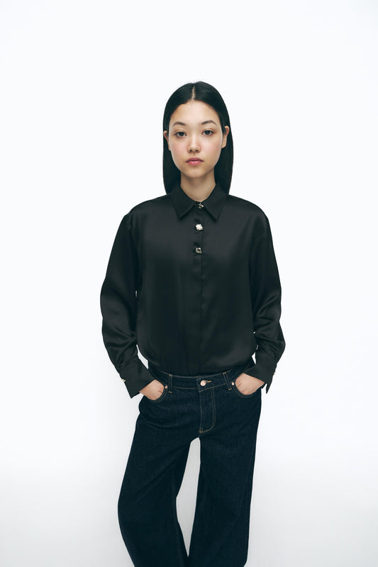 GOLD BUTTON SATIN EFFECT SHIRT Size XL