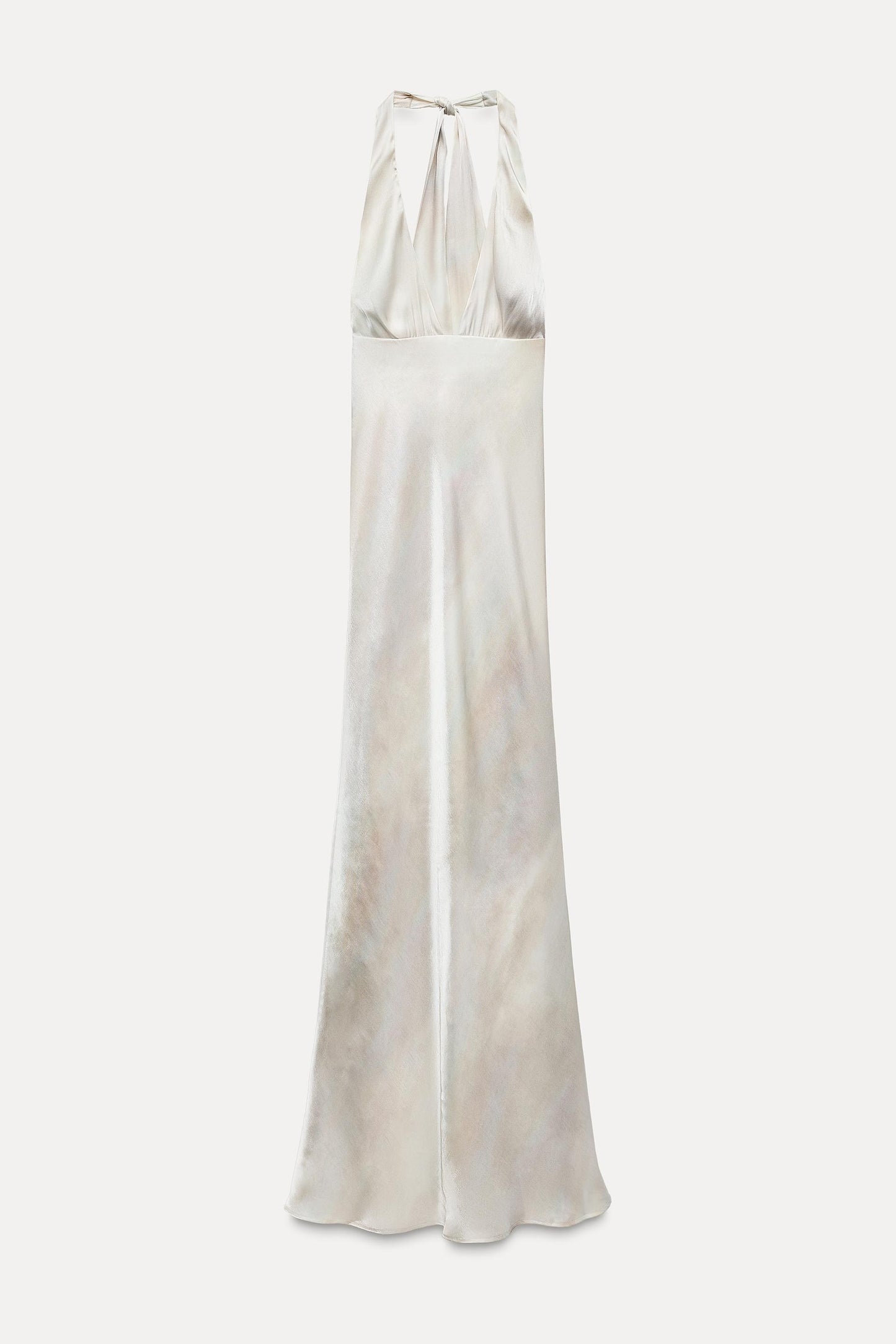 LONG SATIN EFFECT HALTER DRESS Size S