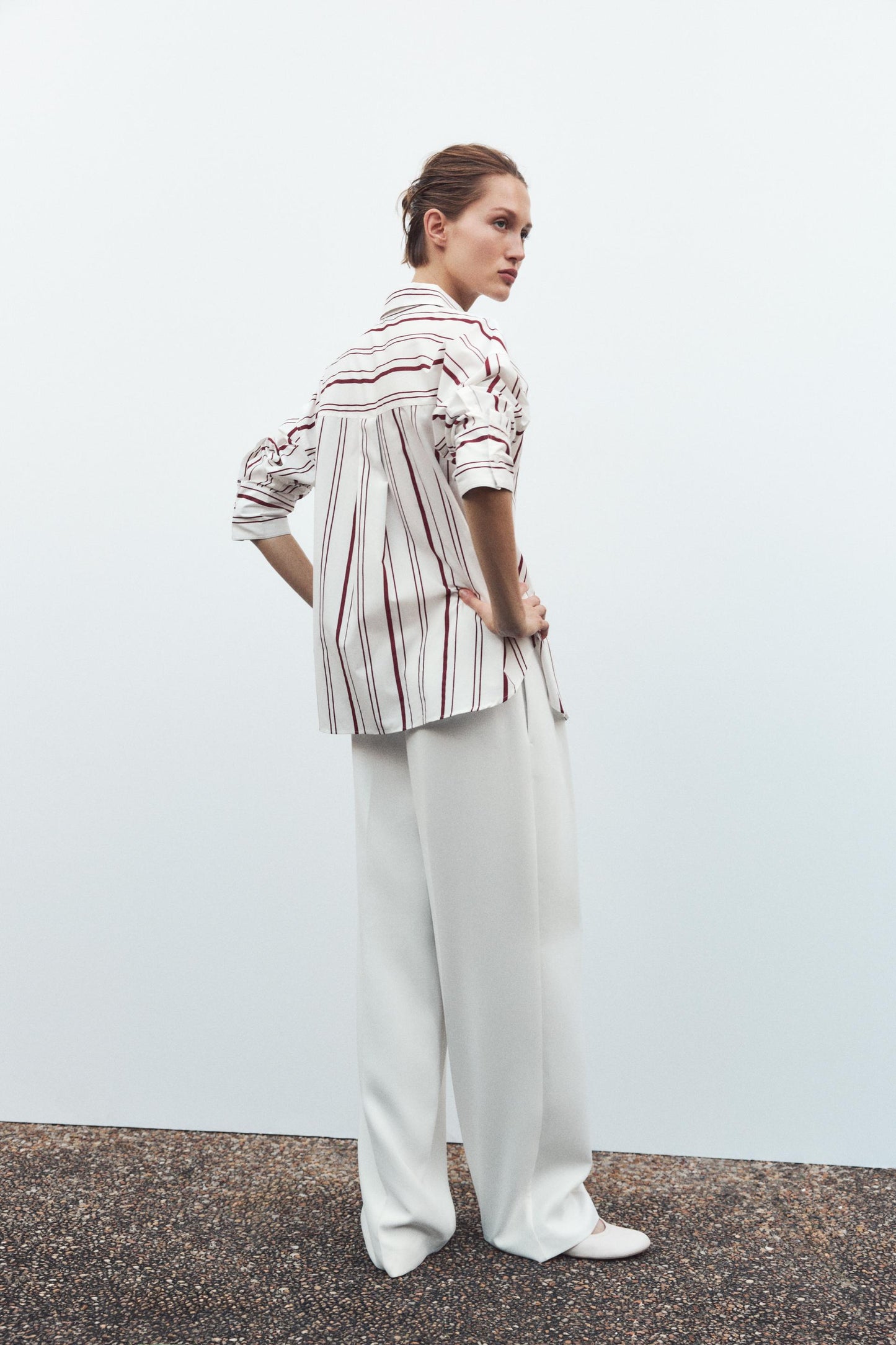 STRIPED POPLIN SHIRT Size S