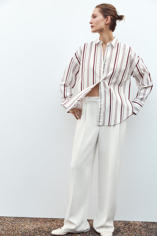 STRIPED POPLIN SHIRT Size S