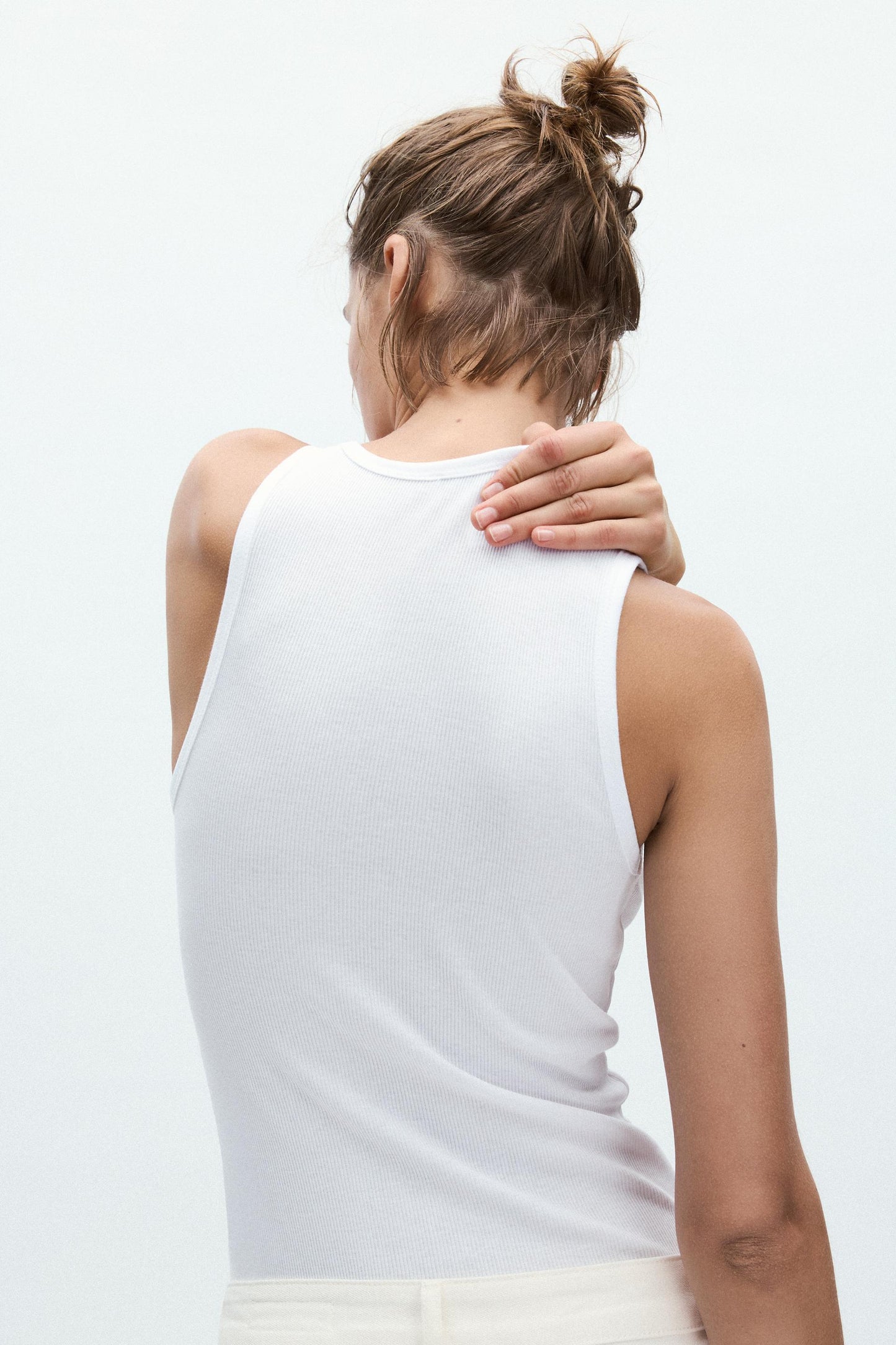 SLEEVELESS RIBBED COTTON T-SHIRT size XS