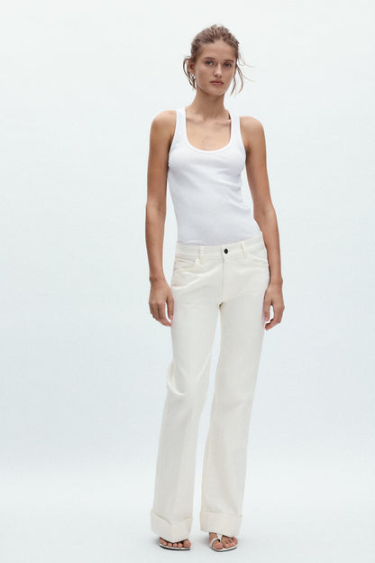 SLEEVELESS RIBBED COTTON T-SHIRT size XS