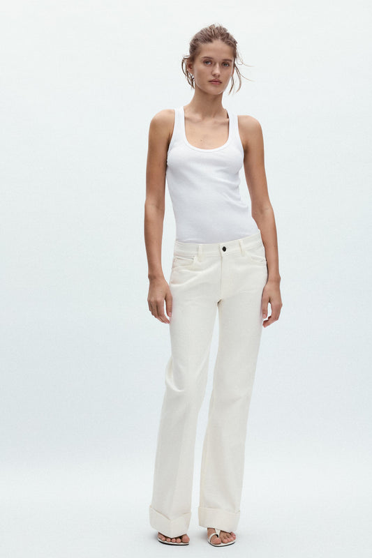 SLEEVELESS RIBBED COTTON T-SHIRT size XS