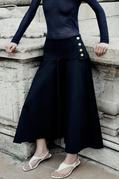 ZW COLLECTION PAPER BAG WAIST SKIRT WITH BUTTONS size L