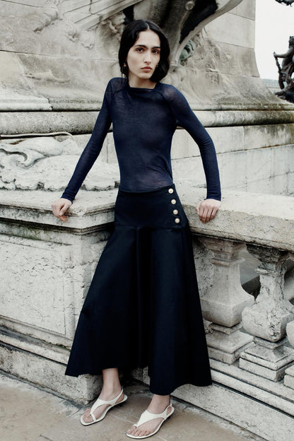 ZW COLLECTION PAPER BAG WAIST SKIRT WITH BUTTONS size L