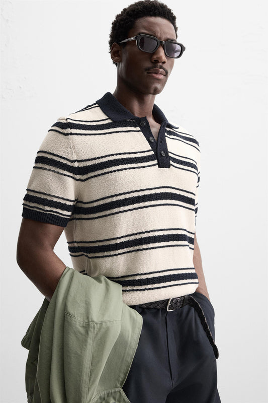 JACQUARD STRIPED KNIT POLO size M
