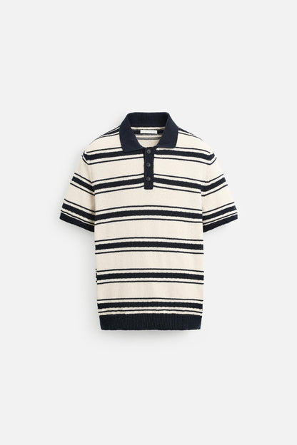 JACQUARD STRIPED KNIT POLO size M