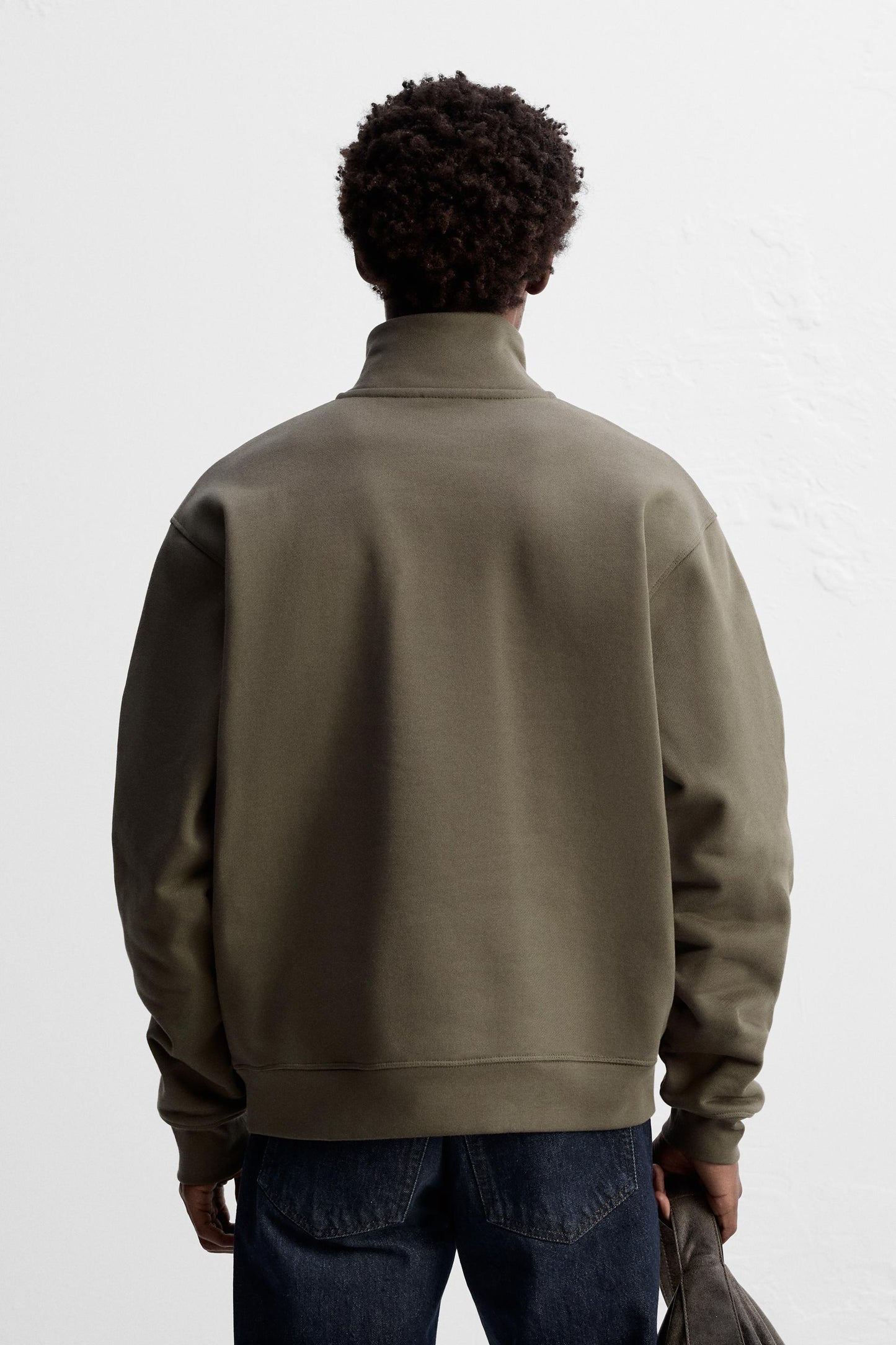 ZIPPERED COLLAR HEAVY WEIGHT SWEATSHIRT Size M