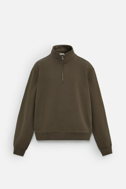 ZIPPERED COLLAR HEAVY WEIGHT SWEATSHIRT Size M