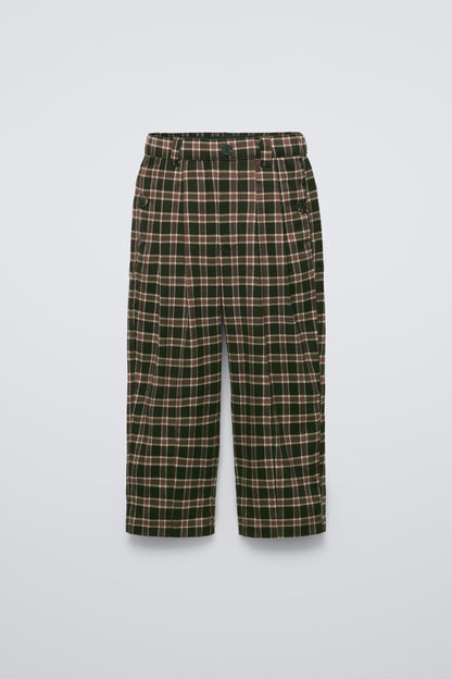 PLAID PLEATED BALLOON LEG PANTS didn't find size on picture