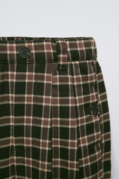 PLAID PLEATED BALLOON LEG PANTS didn't find size on picture