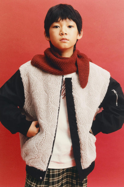 FLEECE BOMBER Kids Clothing Tops Grey Black Size 9-10