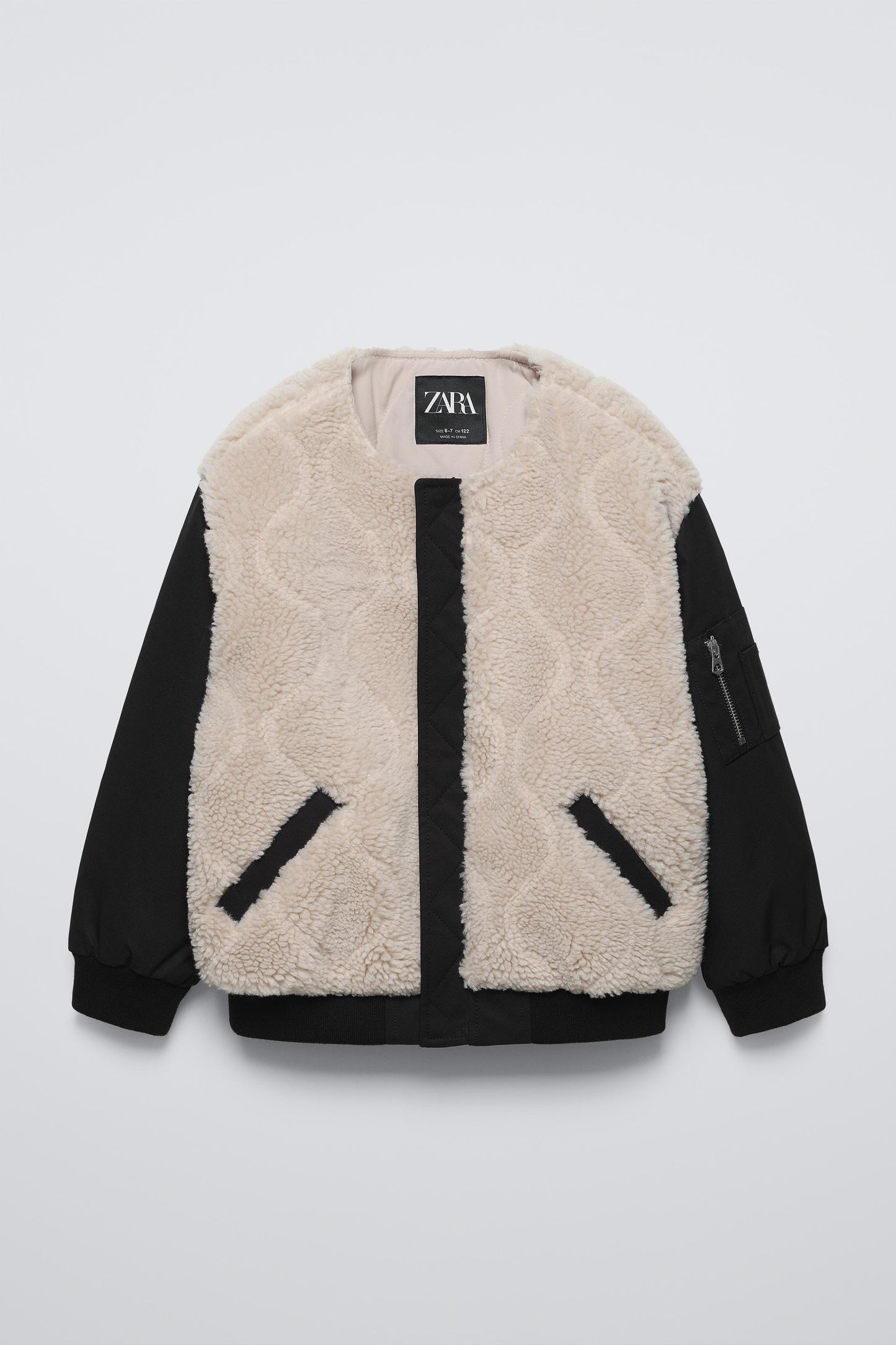 FLEECE BOMBER Kids Clothing Tops Grey Black Size 9-10