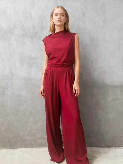 PRETTYGARDEN Women's Jumpsuits 2024 Summer Casual Sleeveless Elastic Waist Stretchy Ribbed Knit Long Rompers With Pocket  Size L