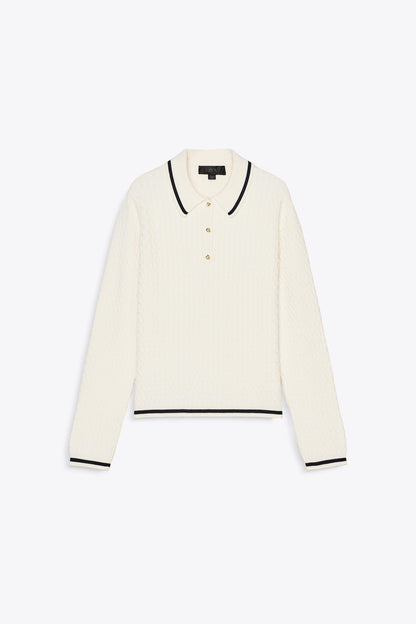 CABLE KNIT POLO SWEATER Size S