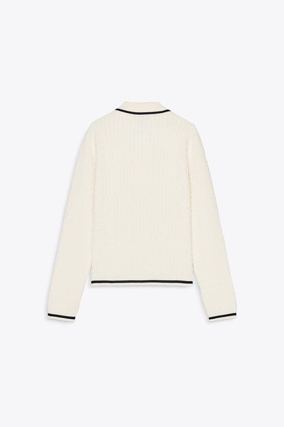 CABLE KNIT POLO SWEATER Size S