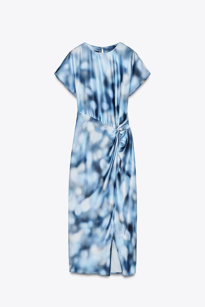 SATIN EFFECT TIE-DYE MIDI DRESS size XL