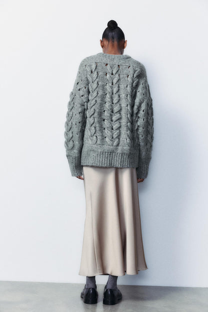 SATIN EFFECT MIDI SKIRT Size L