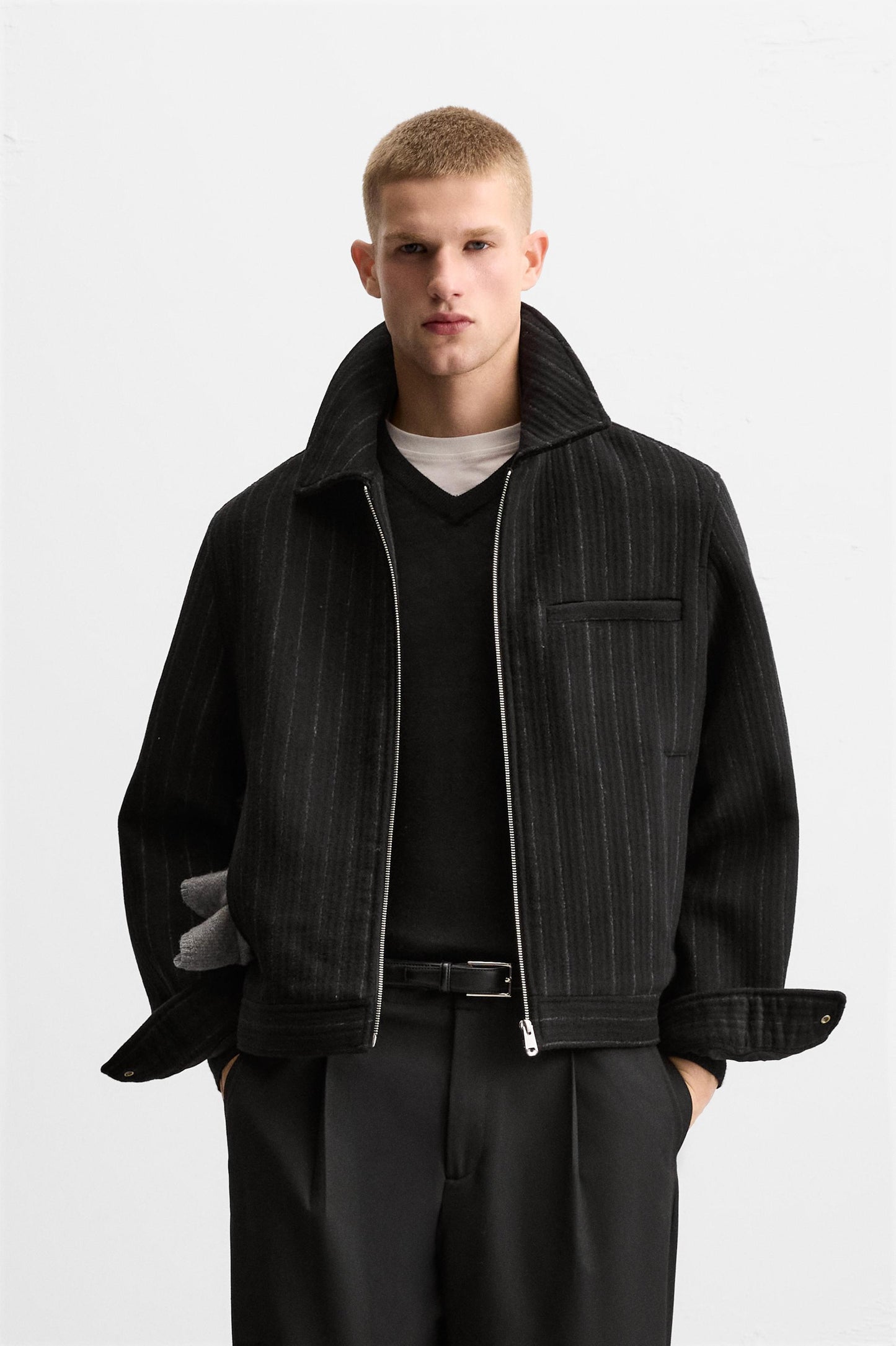 WOOL BLEND STRIPED JACKET size M