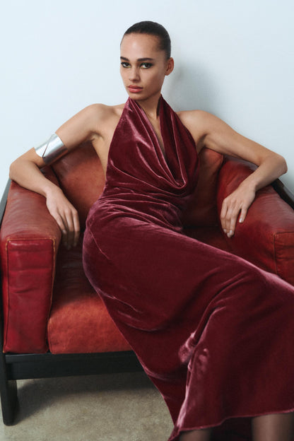 OPEN BACK VELVET DRESS Size XS