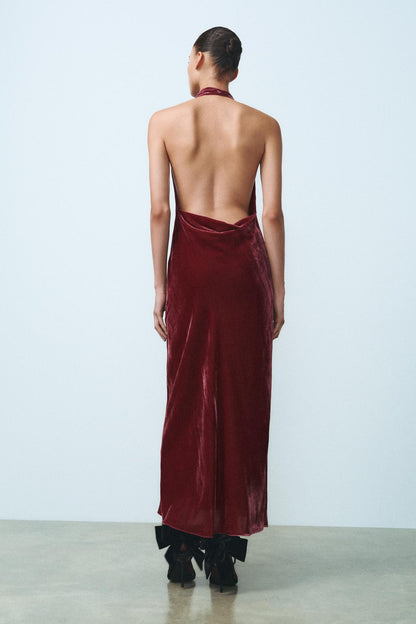 OPEN BACK VELVET DRESS Size XS