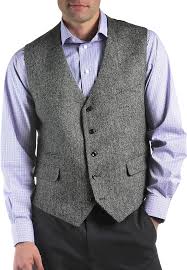 Dobell Harris Tweed Mens Black/Grey Herringbone Tweed Vest Regular Fit 100% Wool didn't find size on picture