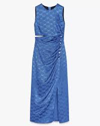 Women's blue JACQUARD MIDI DRESS Size S