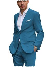 Men's Formal Suits Regular Fit Summer 2 Pieces Beach Party Linen Tuxedos Jacket+Trousers Wedding Grooms Party Size L