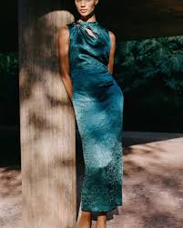 ZARA Women's GOLD APPLIQUÉ SATIN MIDI DRESS Size S