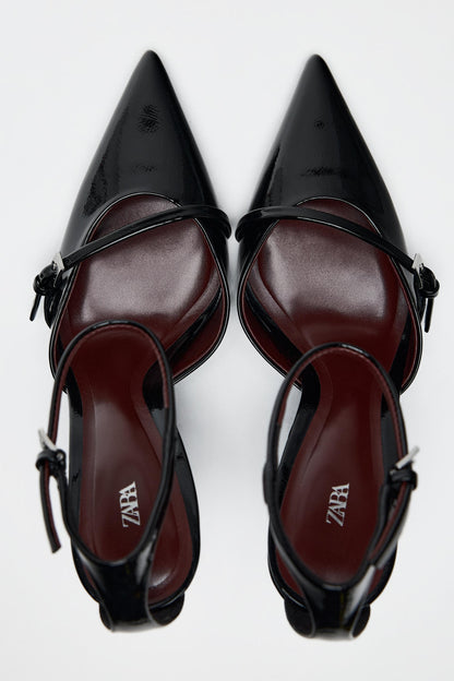 ANKLE STRAP BUCKLE HEELS size 40