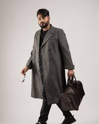 SOMTHRON Men's Casual Trench Coat Slim Fit Notched Collar Long Jacket Overcoat Single Breasted Pea Coat wih Pockets Size XL