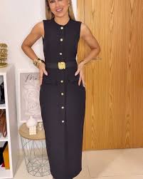 MIDI CREPE BELT DRESS size L