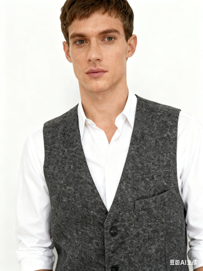 Men’s Gray V-Neck Vest – Size L