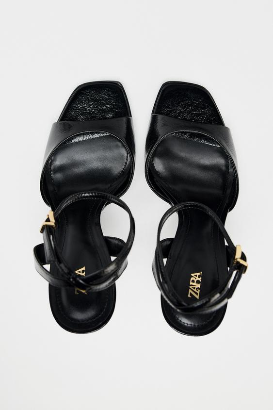 PATENT-FINISH HIGH-HEEL SANDALS size 38