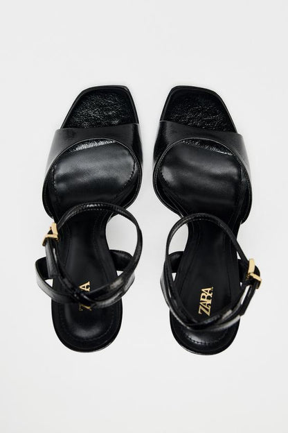 PATENT-FINISH HIGH-HEEL SANDALS size 38